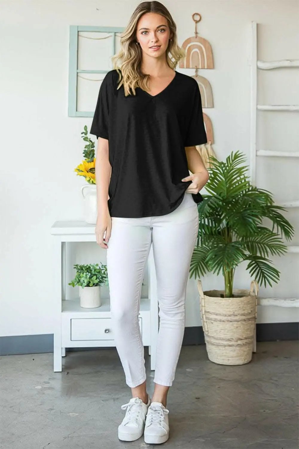 Heimish Full Size V-Neck Short Sleeve T-Shirt - Love Salve